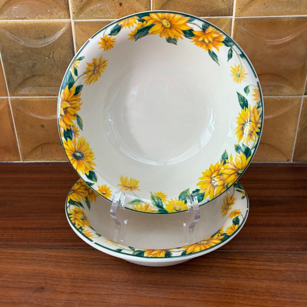 Thomson Pottery Sunflower Coupe Soup Bowl 7 ¼" Set of 2